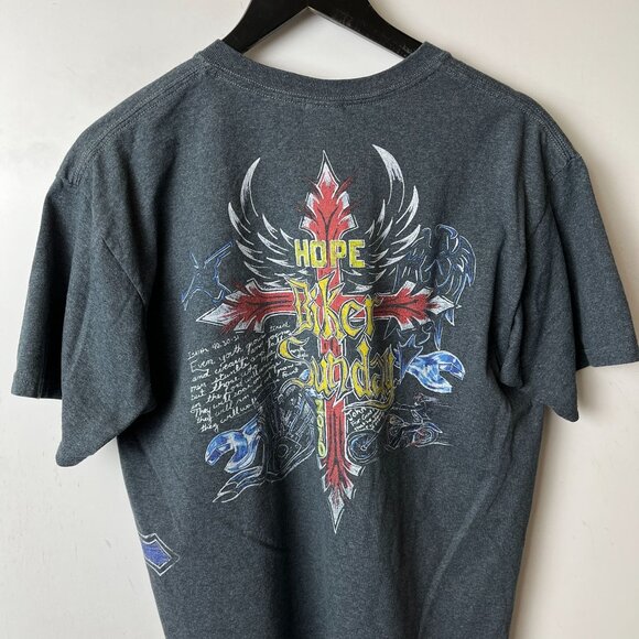2010 Hope Biker Sunday T Shirt Medium M Gray Graphic Tee Vintage Y2K - Picture 6 of 16